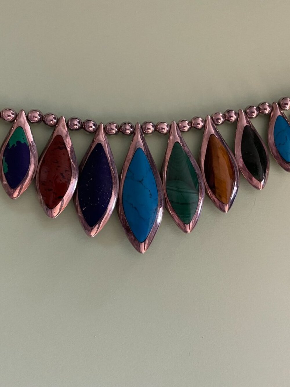 Vintage Taxco Sterling Silver Necklace 16" Reversible Onyx 111 grams 950 Mexico - Picture 13 of 16
